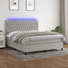 Image de vidaXL Boxspring met matras en LED stof lichtgrijs 180x200 cm3135133