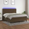Image de vidaXL Boxspring met matras en LED stof donkerbruin 180x200 cm3135136