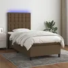 Image de vidaXL Boxspring met matras en LED stof donkerbruin 80x200 cm3135152