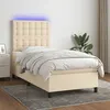Image de vidaXL Boxspring met matras en LED stof cràmekleurig 90x190 cm3135162