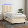 Image de vidaXL Boxspring met matras en LED stof cràmekleurig 80x200 cm3135170