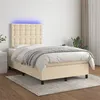 Image de vidaXL Boxspring met matras en LED stof cràmekleurig 120x200 cm3135186
