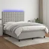 Image de vidaXL Boxspring met matras en LED stof lichtgrijs 140x190 cm3135189