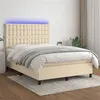 Image de vidaXL Boxspring met matras en LED stof cràmekleurig 140x190 cm3135194