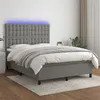 Image de vidaXL Boxspring met matras en LED stof donkergrijs 140x200 cm3135198
