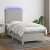 Image de vidaXL Boxspring met matras en LED stof lichtgrijs 90x190 cm3135237