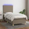 Image de vidaXL Sommier à Lattes de Lit avec Matelas et LED, Lit Rembourré, Lit Simple, Lit Adulte de Chambre à Coucher Intérieur, Moderne, Taupe 90x200 cm Tissu