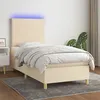 Image de vidaXL Boxspring met matras en LED stof cràmekleurig 100x200 cm3135258