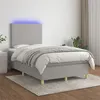 Image de vidaXL Boxspring met matras en LED stof lichtgrijs 120x200 cm3135261