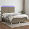 Image de vidaXL Boxspring met matras en LED stof taupe 140x190 cm3135273