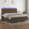 Image de vidaXL Boxspring met matras en LED stof donkerbruin 200x200 cm3135304