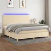 Image de vidaXL Boxspring met matras en LED stof cràmekleurig 200x200 cm3135306
