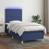 Image de vidaXL Boxspring met matras en LED stof blauw 90x200 cm3135331