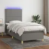 Image de vidaXL Boxspring met matras en LED stof donkergrijs 100x200 cm3135334