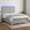 Image de vidaXL Boxspring met matras en LED stof lichtgrijs 140x190 cm3135349