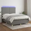Image de vidaXL Boxspring met matras en LED stof donkergrijs 140x200 cm3135358