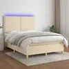 Image de vidaXL Boxspring met matras en LED stof cràmekleurig 140x200 cm3135362