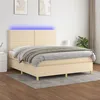 Image de vidaXL Boxspring met matras en LED stof cràmekleurig 180x200 cm3135378