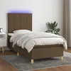 Image de vidaXL Boxspring met matras en LED stof donkerbruin 80x200 cm3135408