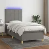 Image de vidaXL Boxspring met matras en LED stof donkergrijs 100x200 cm3135414