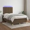 Image de vidaXL Boxspring met matras en LED stof donkerbruin 120x200 cm3135424