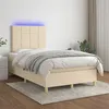 Image de vidaXL Boxspring met matras en LED stof cràmekleurig 120x200 cm3135426