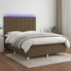 Image de vidaXL Boxspring met matras en LED stof donkerbruin 140x190 cm3135432