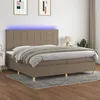 Image de vidaXL Boxspring met matras en LED stof taupe 200x200 cm3135465