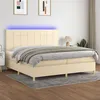 Image de vidaXL Boxspring met matras en LED stof cràmekleurig 200x200 cm3135466