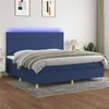 Image de vidaXL Boxspring met matras en LED stof blauw 200x200 cm3135467
