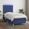 Image de vidaXL Boxspring met matras en LED stof blauw 80x200 cm3135475