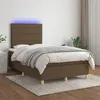 Image de vidaXL Boxspring met matras en LED stof donkerbruin 120x200 cm3135504