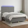 Image de vidaXL Boxspring met matras en LED stof donkergrijs 140x200 cm3135518