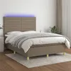 Image de vidaXL Boxspring met matras en LED stof taupe 140x200 cm3135521