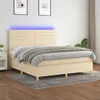 Image de vidaXL Boxspring met matras en LED stof cràmekleurig 160x200 cm3135530