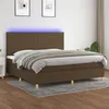 Image de vidaXL Boxspring met matras en LED stof donkerbruin 200x200 cm3135544