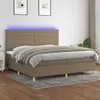 Image de vidaXL Boxspring met matras en LED stof taupe 200x200 cm3135545