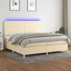 Image de vidaXL Boxspring met matras en LED stof cràmekleurig 200x200 cm3135546