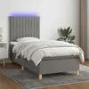 Image de vidaXL Boxspring met matras en LED stof donkergrijs 90x190 cm3135558