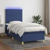 Image de vidaXL Boxspring met matras en LED stof blauw 90x190 cm3135563