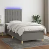 Image de vidaXL Boxspring met matras en LED stof donkergrijs 90x200 cm3135566