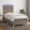 Image de vidaXL Boxspring met matras en LED stof taupe 80x200 cm3135569