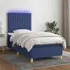 Image de vidaXL Boxspring met matras en LED stof blauw 100x200 cm3135579