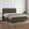 Image de vidaXL Boxspring met matras en LED stof donkerbruin 180x200 cm3135616