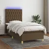 Image de vidaXL Boxspring met matras en LED stof donkerbruin 80x200 cm3135632