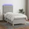 Image de vidaXL Boxspring met matras en LED stof lichtgrijs 90x200 cm3135645
