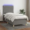 Image de vidaXL Boxspring met matras en LED stof donkergrijs 90x200 cm3135646