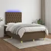Image de vidaXL Boxspring met matras en LED stof donkerbruin 120x200 cm3135664