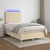 Image de vidaXL Boxspring met matras en LED stof cràmekleurig 120x200 cm3135666