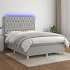 Image de vidaXL Boxspring met matras en LED stof lichtgrijs 140x190 cm3135669
